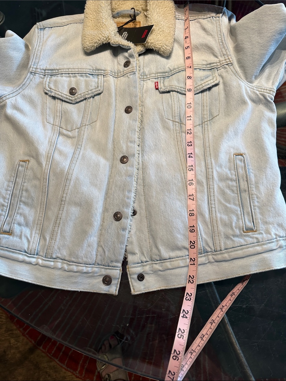 Levi's Light Wash Denim Jacket with Cream Sherpa Collar - Picture 8 of 8